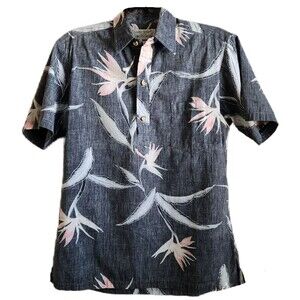 Cooke St Liberty House Men's Aloha Shirt Size S Gray Cotton Vintage Pullover EUC